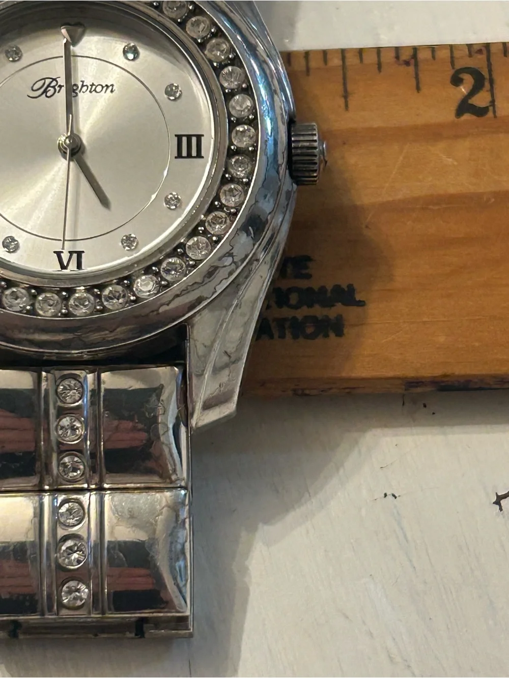 Retired Brighton Dana Point watch, silver-plated finish and crystal accents